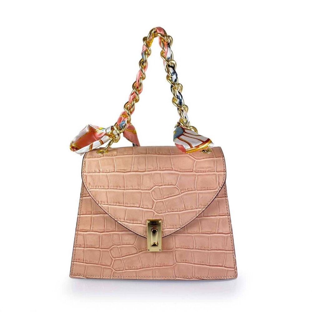 Genuine Italian Leather Croc Printed Tote Bag